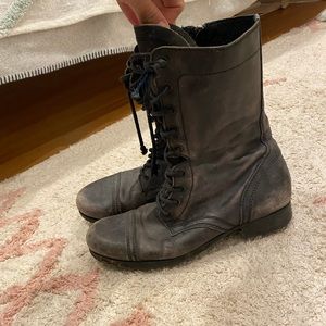 All Saints distressed black leather motorcycle boots size 40, US 9